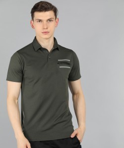 FILA Self Design Men Polo Neck Grey T-Shirt