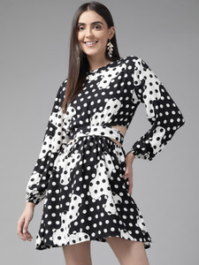 THE DRY STATE Women Fit and Flare Black Above Knee/Mid Thigh Length Dress