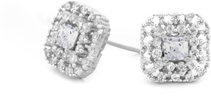KYOOT JEWELS Sparkling Gold Halo Solitaire CZ Diamond stone Stud Earrings Cubic Zirconia Brass, Crystal Stud Earring