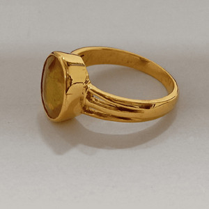 RATAN BAZAAR Ratan Bazaar Most Demanded Yellow Sapphire Gemstone Ring Copper Sapphire Gold Plated Ring