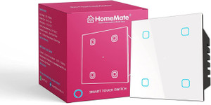 HomeMate Wi-Fi + Bluetooth Smart 4 Gang Touch Switch (White, Pack of 1) | No Hub Required Smart Switch