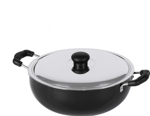 Kreme Nora Kadai 2.3 Litre 23cm with Steel Lid Kadhai 23 cm diameter with Lid 2.3 L capacity
