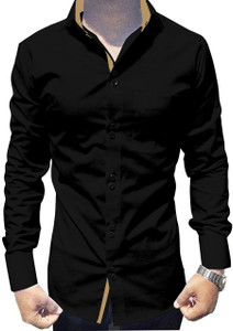 SUR-T Men Solid Casual Black Shirt