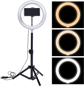 Wrapo Foldable Tripod with Remote, Dimmable 3-Modes LED Ring Light with Tabletop Stand with Ball-Head for Making up, Tiktok Videos Tripod
