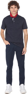 ARROW Solid Men Polo Neck Blue T-Shirt
