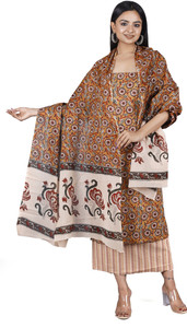 KWATCHI Pure Cotton Floral Print, Colorblock Salwar Suit Material