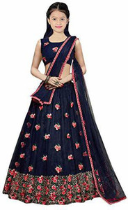 F Plus fashion Girls Lehenga Choli Ethnic Wear Embroidered Lehenga, Choli and Dupatta Set