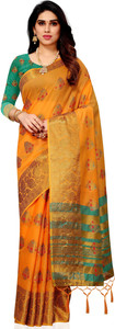 iZibra Woven Kanjivaram Pure Silk, Cotton Silk Saree
