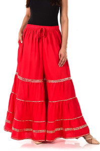 Atirikt Flared Women Red Trousers