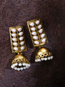 YELLOW CHIMES Traditional Jewellery Stylish Fancy Party Wear Pearl Copper Jhumki Earring