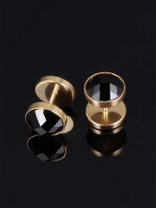 YELLOW CHIMES Black Crystal Metal Stud Earring