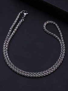 YELLOW CHIMES Trendy Classic Stainless Steel Spiga/Wheat Chain Interlinked Neck Chain Necklace for Men and Boys Stainless Steel Chain