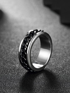 YELLOW CHIMES Tough Dude Chain Stainless Steel Silver Rings Stainless Steel Silver Plated Ring