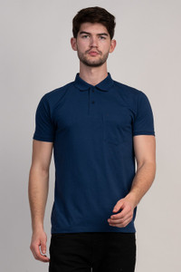 Coldplay Solid Men Polo Neck Blue T-Shirt