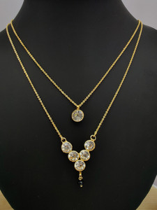 DHARM JEWELS Gold Plated Five Stone Two Layer Antic Chain Diamond Gold-plated Plated Alloy Chain