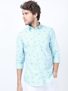 KETCH Men Printed Casual Blue Shirt