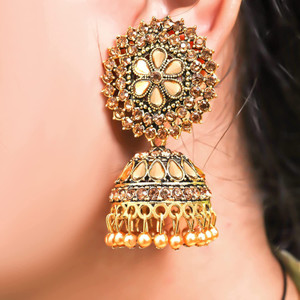 Syfer Party Wear & Festival Wear Kundan Jhumkas For Girls and Women fancy earring Brass Jhumki Earring