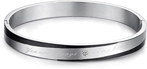 Tinera Trends Stainless Steel Cubic Zirconia Titanium Kada