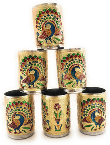 NAVRANG (Pack of 6) Glass Set Meenakari, Water Glass, Juice Glass Glass Set Water/Juice Glass