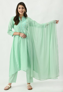Meesan Embroidered Kurta, Trouser/Pant & Dupatta Set