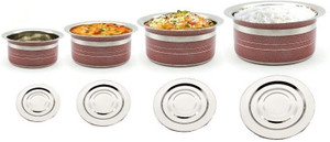 MAHAVIR Stainless Steel Color Cook And Serve Set -4pc Cookware Set Induction Bottom Cookware Set