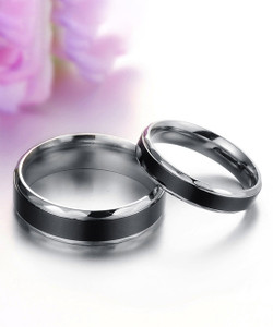 YELLOW CHIMES Bands Platinum Plated Titanium Steel Never Fading Stainless Steel Titanium Plated Ring Set