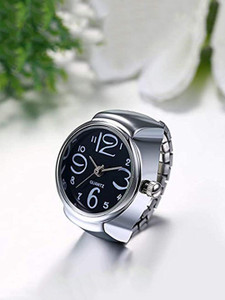 Kairangi Ring For Women Stainless Steel Analog Watch Ring Stretchable Stainless Steel Ring