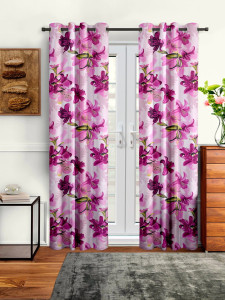 Cortina 210 cm (7 ft) Door Polyester Semi Transparent Curtain (Pack Of 2)