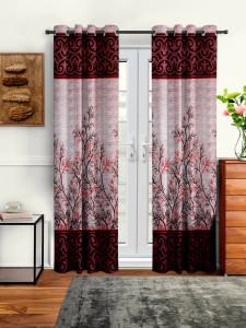 Cortina 270 cm (9 ft) Long Door Polyester Semi Transparent Curtain (Pack Of 2)