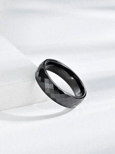 YELLOW CHIMES Stainless Steel Silver Black Design Band Ring for Men and Boys Stainless Steel Ring