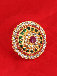 YELLOW CHIMES Crystal Ruby Gold Plated Ring