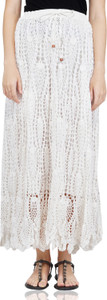C Knits Self Design Women A-line White Skirt