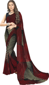 kashvi sarees Printed, Striped Daily Wear Georgette Saree