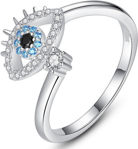 Shopping Dust Evil Eye Ring Alloy Silver Plated Ring Alloy Cubic Zirconia Platinum Plated Ring