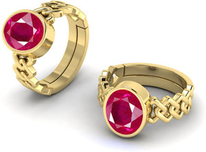 TODANI JEMS 11.25 Ratti Natural Certified Ruby Manik Gemstone Panchdhatu Ring Brass Ruby Ring