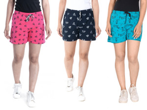 StyleAone Printed Women Multicolor Night Shorts, Regular Shorts, Cycling Shorts, Beach Shorts, Hotpants, Basic Shorts