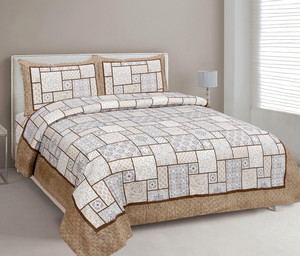 Mafatlal 144 TC Cotton Double Geometric Flat Bedsheet