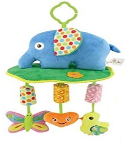 BABY STATION Baby Crib & Stroller Plush Playing Toy Car Hanging Rattles (Elephant)