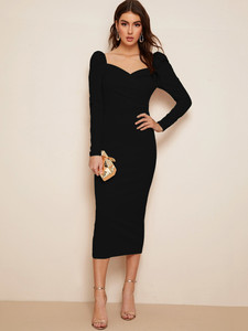 london belly Women Bodycon Black Midi/Calf Length Dress