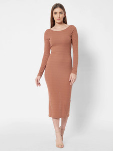 Urbanic Women A-line Brown Midi/Calf Length Dress