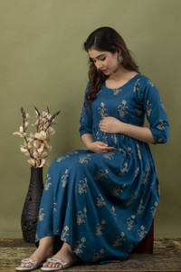 Zyla Women Gown Light Blue Maxi/Full Length Dress