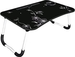 FurniGully Smart Multi-Purpose Laptop Table with Dock Stand and Coffee Cup Holder Wood Portable Laptop Table