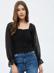 HARPA Casual Printed Women Black Top