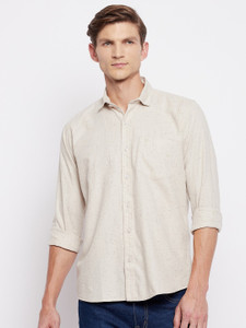 DUKE Men Self Design Casual Yellow Shirt