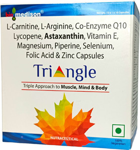 l carnitine and astaxanthin biomedison TRIANGLE I L- CARNITINE, L-ARGININDE, CO-ENZYME Q10, ASTAXANTHIN VEG CAPSULE Price in India