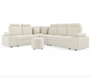 Sekar Lifestyle L Shape Corner [Steel Handles] With Round Moda Fabric 5 Seater  Sofa