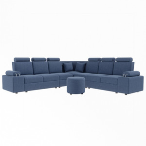 Sekar Lifestyle L Shape Corner [Steel Handles] With Round Moda Fabric 6 Seater  Sofa