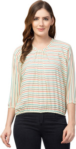 ATIMUNA Casual Printed Women Yellow Top