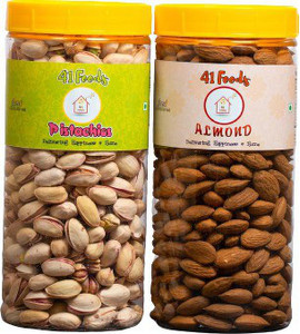 41 foods Dry fruits combo pack of Almonds Pistachios | badam pista (150x2) 300 GM Pistachios, Almonds