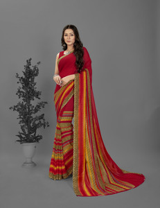 Anand Sarees Paisley, Striped, Floral Print Daily Wear Georgette Saree